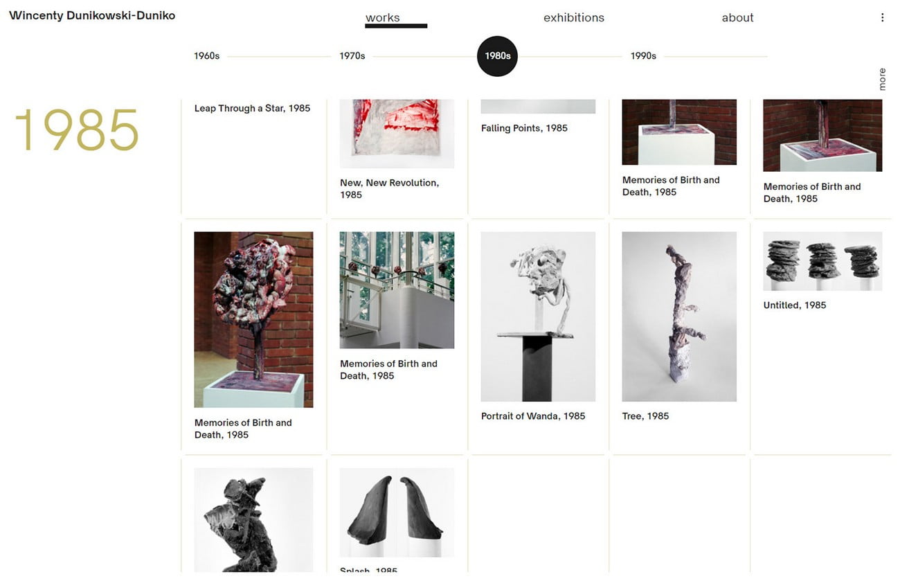 Wincenty Dunikowski-Duniko - Layout of the Works Section - Website by Modulus, Kraków. Art direction: Mikołaj Dunikowski and Zofia Dunikowska