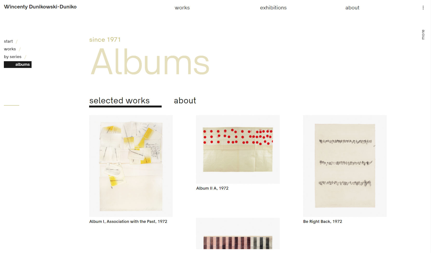 Wincenty Dunikowski-Duniko, Works Section, By Series View. Website by Modulus, Kraków. Art direction: Mikołaj Dunikowski and Zofia Dunikowska