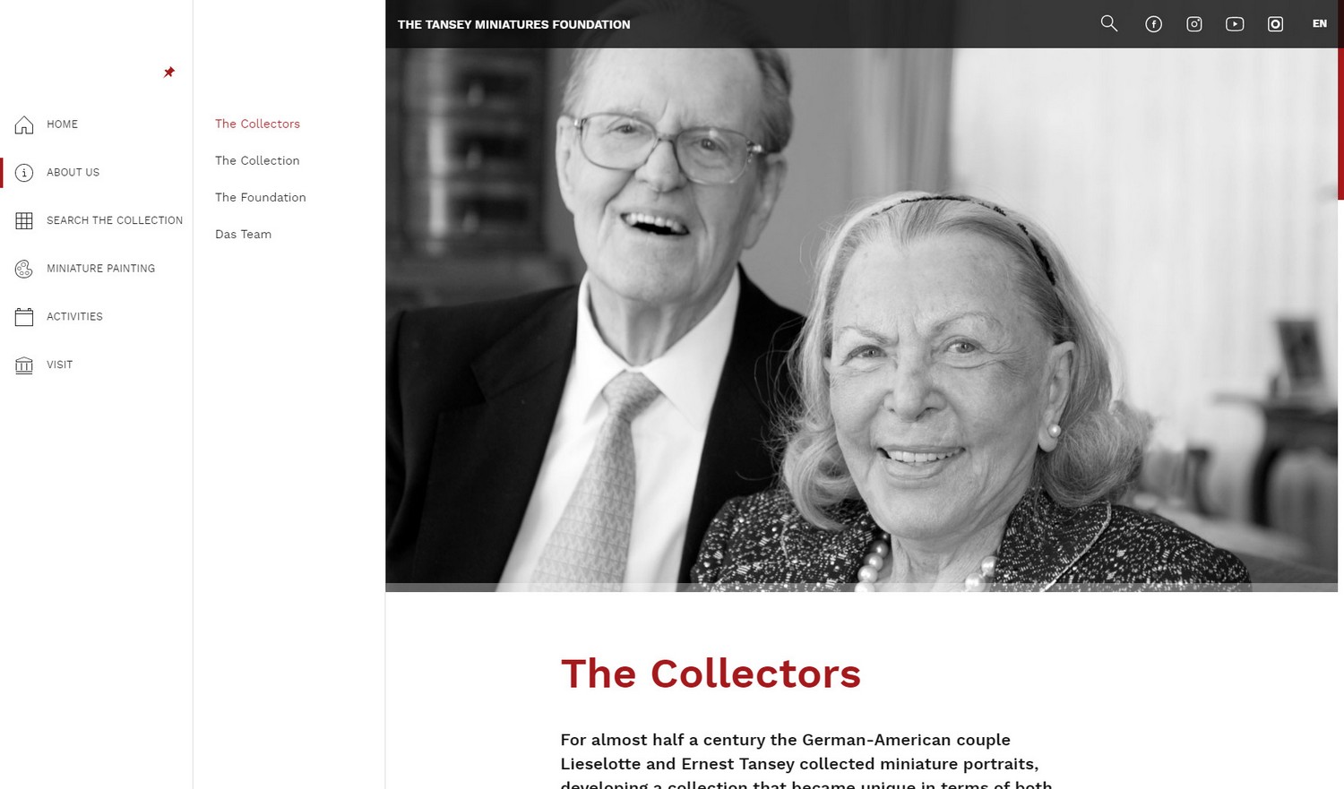 The Tansey Miniatures Foundation, About Section. Website by Modulus, Kraków. Art direction: Mikołaj Dunikowski and Zofia Dunikowska