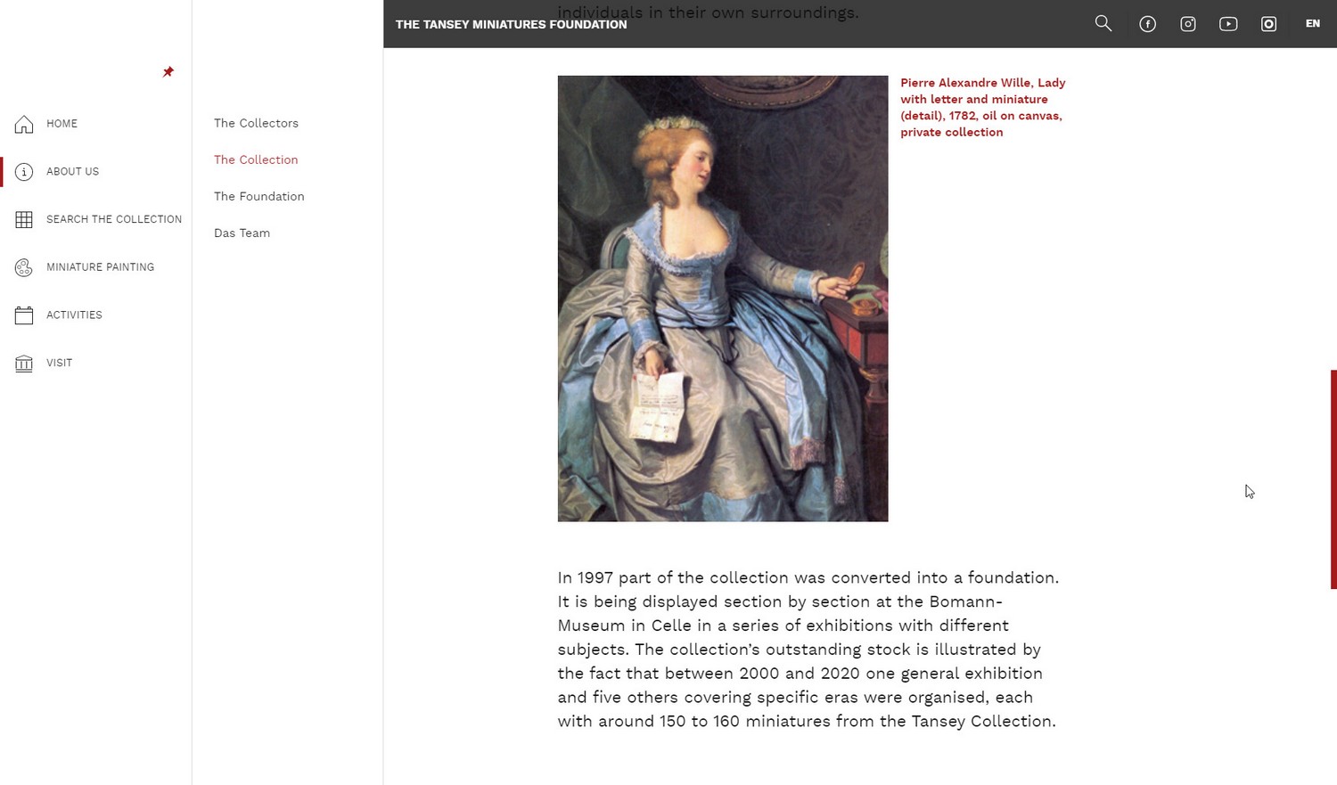 The Tansey Miniatures Foundation, About Section - The Collection. Website by Modulus, Kraków. Art direction: Mikołaj Dunikowski and Zofia Dunikowska